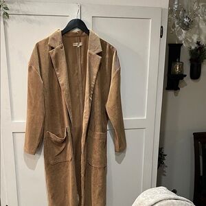Chic Tan Corduroy Blazer Coat
